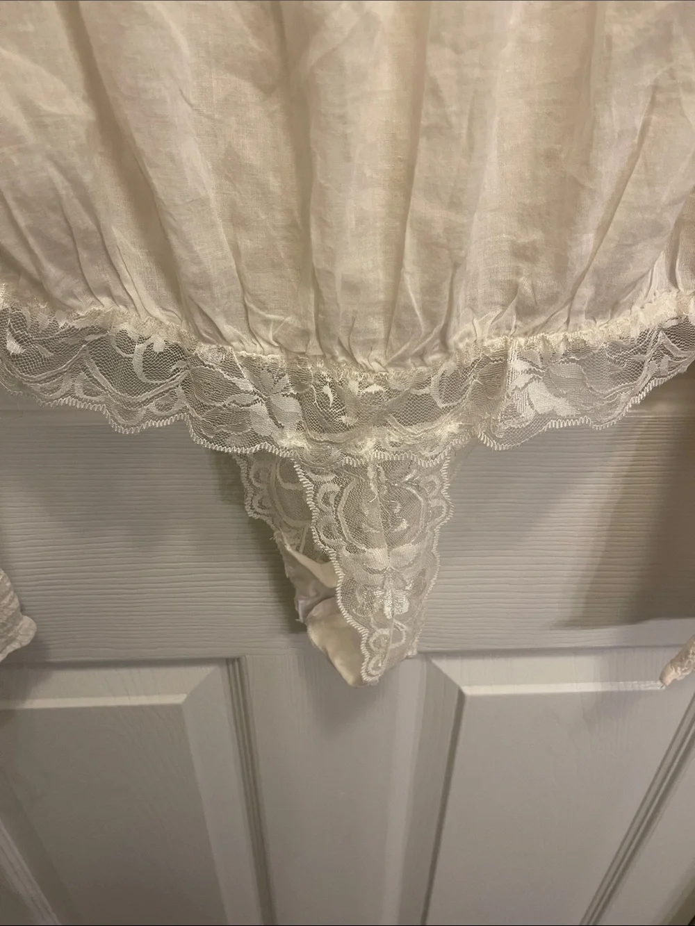 Free People Cream Lace-Trim Wrap Bodysuit Top